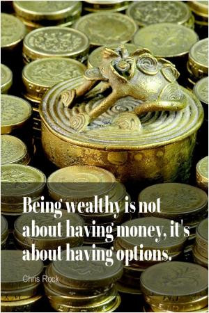 Being wealthy is not about having money, it's about having options.