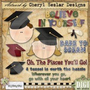 Graduation Sentiments 1 - Exclusive Cheryl Seslar Clip Art