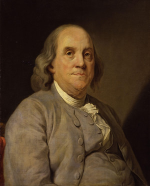 Benjamin Franklin. Painting by Joseph Siffred Duplessis, 1778. Public ...
