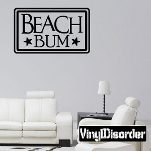 Beach Bum - Vinyl Wall Decal - Wall Quotes - Vinyl Sticker - Hd127ET
