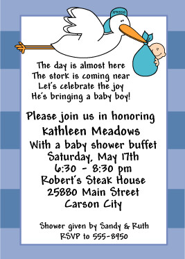 Boy Stork Baby Shower Invitation-baby shower invites, baby shower ...