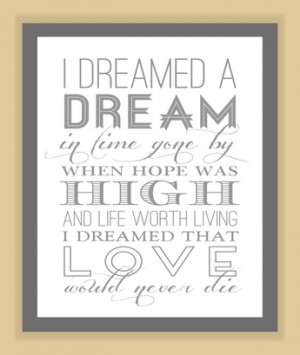 Les Miserables I DREAMED a DREAM Quote modern print poster musical ...