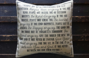 Customized Pillow - Custom Quote - Mother Theresa quote - quote pillow ...