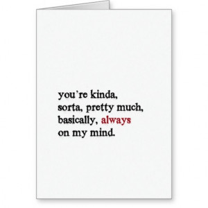 Valentine Card. You're always on my mind. Folded.