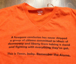 Abortion rights advocates invoke Alamo on T-shirt