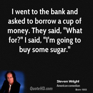 went to the bank and asked to borrow a cup of money. They said ...