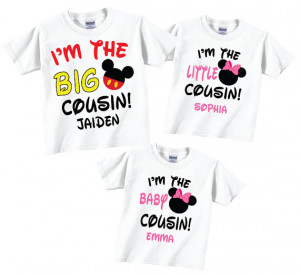 Big Cousin, Little Cousin, Baby Cousin Sibling Shirts with Cute ...