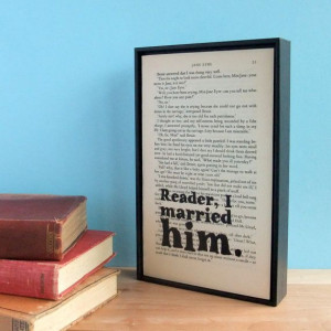 Jane Eyre Wedding Gift Quote on Vintage Book Page by BookishlyUK