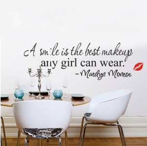 Marilyn Monroe style Wall Decals Quote smile KISS Home Decor Adesivo ...