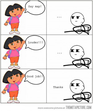 Funny photos funny Dora asking questions cereal guy