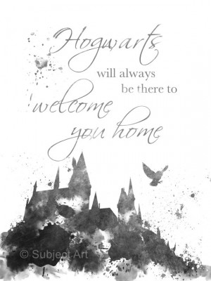 ART PRINT Hogwarts Quote, Harry Potter, Black and White illustration ...