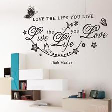 Bob Marley Quote Love The Life You Live Vine Art Wall Sticker Decals ...
