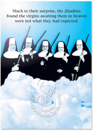 Original Virgins In Heaven Funny Image Birthday Card Nobleworks