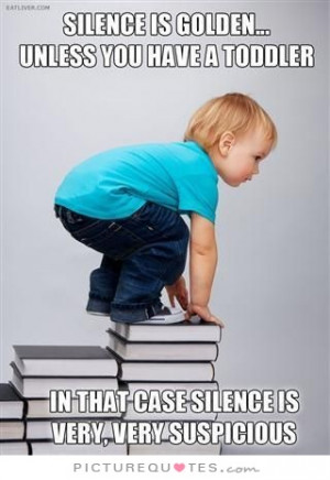 Silence is golden... unless you have a toddler. In that case silence ...
