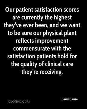 ... patients hold for the quality of clinical care they're receiving