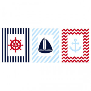 Prints in navy and blue on chevron background 8x10 3 prints Anchor ...