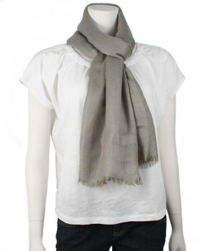 Love Quotes Italian Linen/Lurex Scarf with Eyelash Fringe (Shitake)