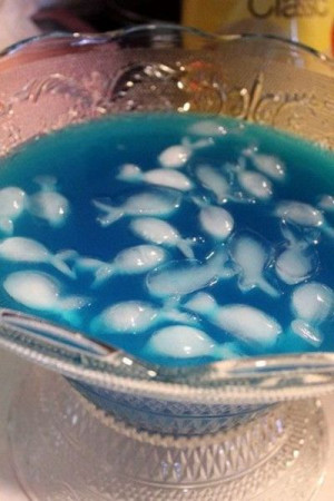 ikea fish ice cubes in blue hawaiian punch