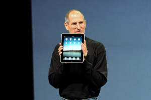 Steve Jobs while introducing the iPad in San Francisco in 2010 ...