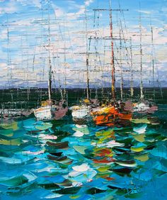... boats canvas painting boats dmitry kustanovich дмитрия palettes