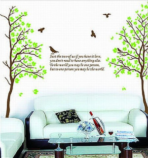Two Trees or Combine for 1 Large Tree Birds Quote Wall Sticker Decal ...