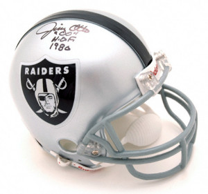 This autographed mini helmet is personally hand signed by Jim Otto