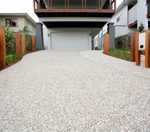 Concrete Driveway with Lights