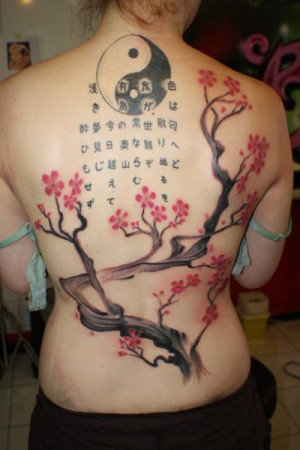 Cherry tree kanjis and Yin yang