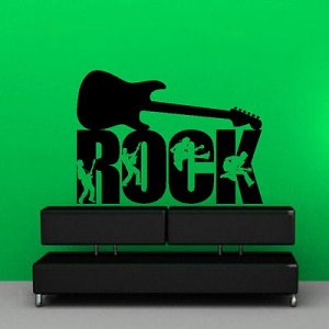 Rock Music Kids Guitar Quote Wall Sticker Art Home Decoration Design ...