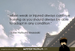 Hatsumi Masaaki's quote on training when injured.