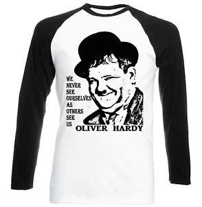 OLIVER-HARDY-SEE-OURSELVES-QUOTE-1-BLACK-SLEEVED-BASEBALL-TSHIRT-S-M-L ...