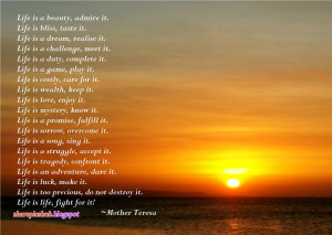 Life By Mother Teresa Beautiful Poem in English | Mother Teresa Quotes ...