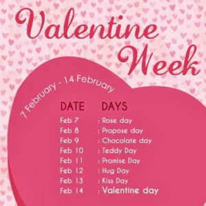 Happy Valentines Day Week List Schedule Timetable Date Sheet 2015