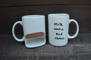 ... Burgundy Mustache Ceramic Cookies and Milk Dunk Mug - Anchorman Quote
