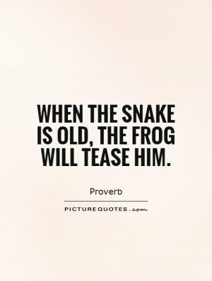 When the snake is old, the frog will tease him Picture Quote #1