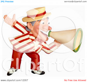 clipart carnival barker announcing with a megaphone royalty free