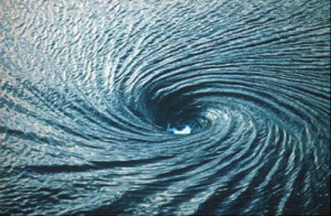 Watch a video of Twin Whirlpools in Australian Floodwaters: