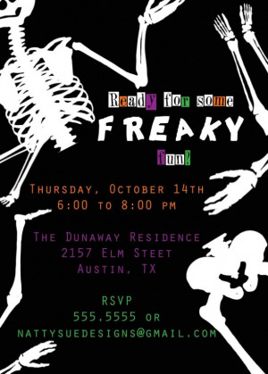 Freaky Skull Halloween Wording invitations