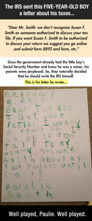 The IRS Sent This FIVE-YEAR-OLD BOY A Letter About His Taxes