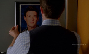 Gone but not forgotten: Mr Schue proudly hung the tribute up on the ...