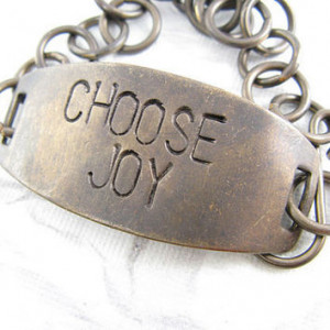 Choose Joy Bracelet Hand Stamped Jewelry Quote by CobwebCorner