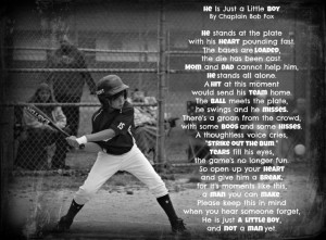 He is just a little boy . . . Baseball