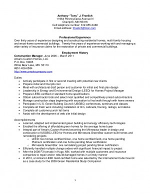 construction manager resume examples