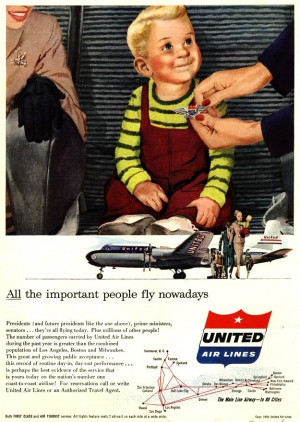 Vintage United Air Lines Ad - 1954