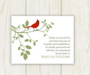 Leaves and Bird Sympathy Thank You Card Printable