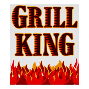 Grill King Red Flames BBQ Saying Print