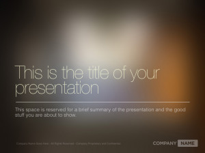 cover slide presentation template with a dark blurred background and ...