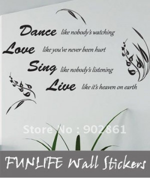 Funlife-1 stuk 100x140cm vinyl muur citaten live love dance zingen ...