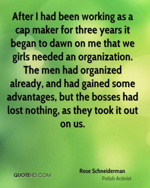 After I had been working as a cap maker for three years it began to ...