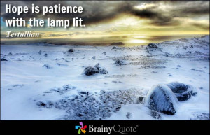 Hope is patience with the lamp lit.
